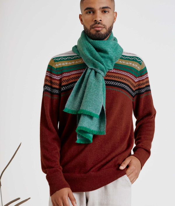Little Espigas Motif Scarf - Emerald And Ultimate Gray