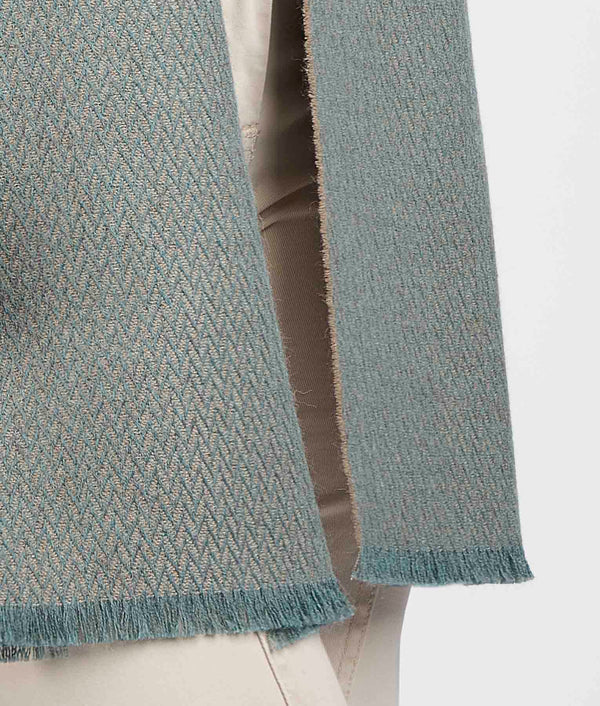 Little Espigas Motif Scarf - Aruba Blue and Gray Mist