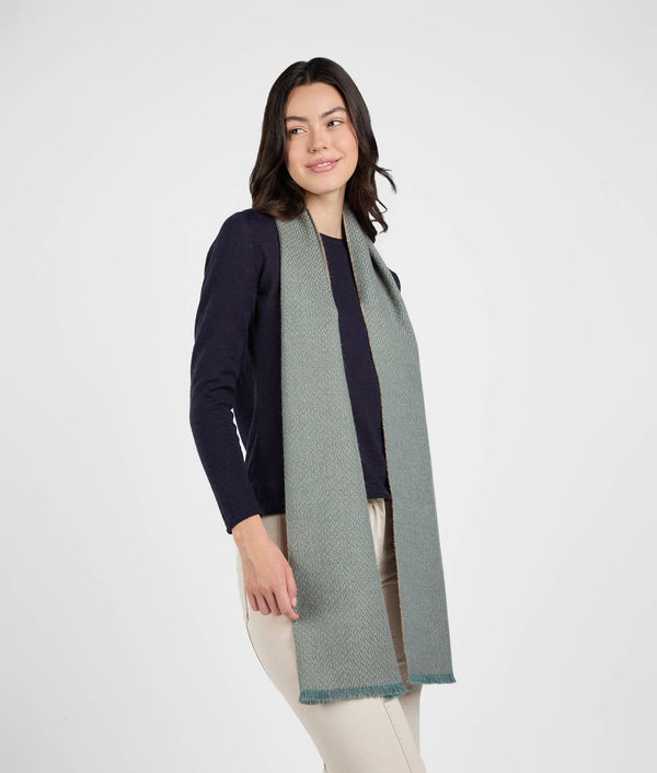 Little Espigas Motif Scarf - Aruba Blue and Gray Mist