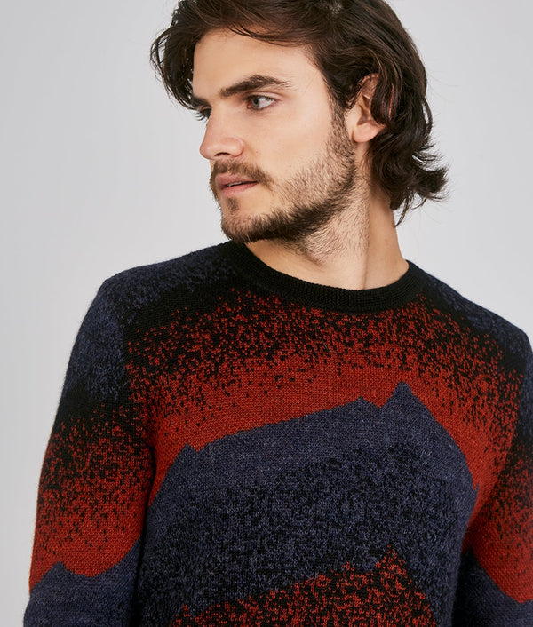 Ausangate Sweater - Red Dahlia And Baritone Blue