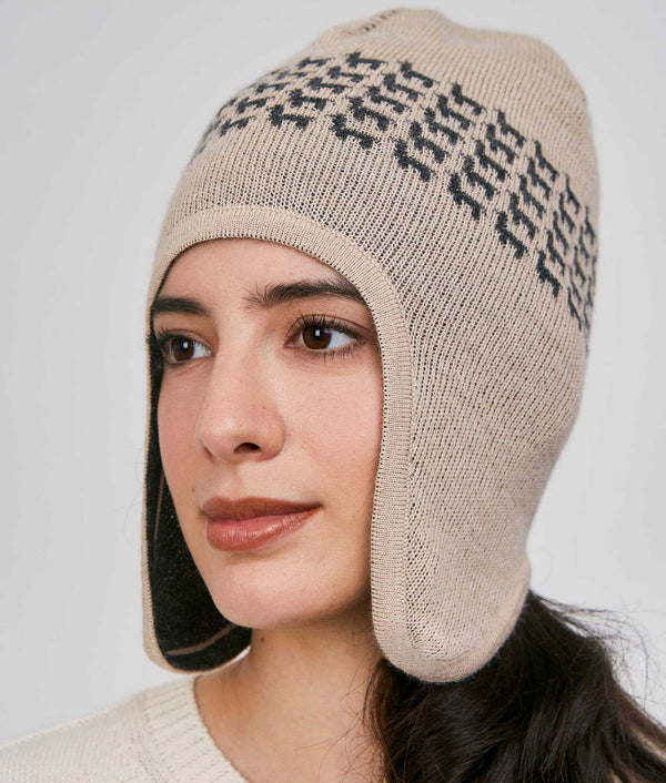 Heard Chullo Reversible - Sesame And Dark Gray