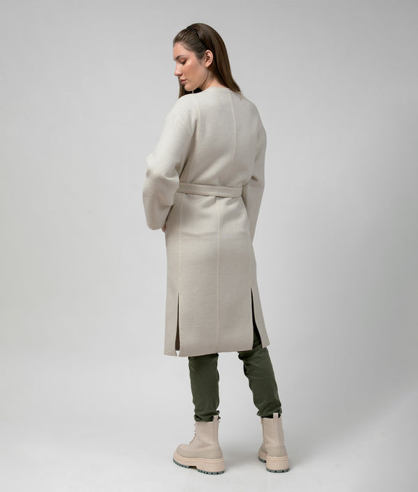 Belted Eased Coat Reversible - Rope And Pristine
