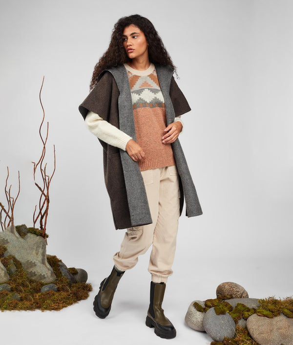 Pull Over Coat Reversible - Seal Brown And Pewter