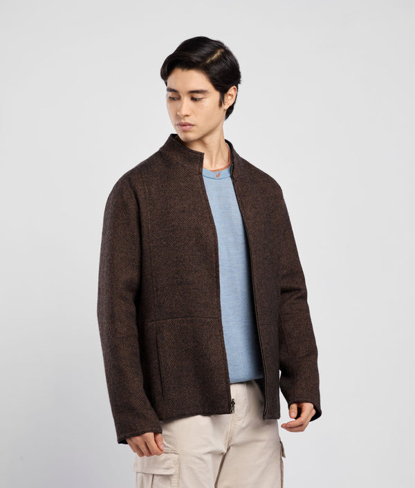 Zipped Front Reversible Jacket - mocha bisque and black