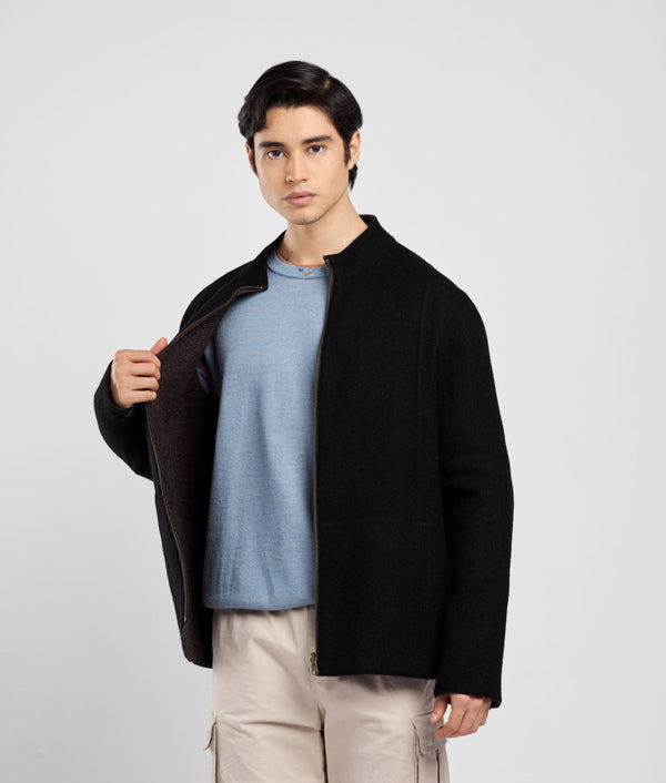 Zipped Front Reversible Jacket - mocha bisque and black
