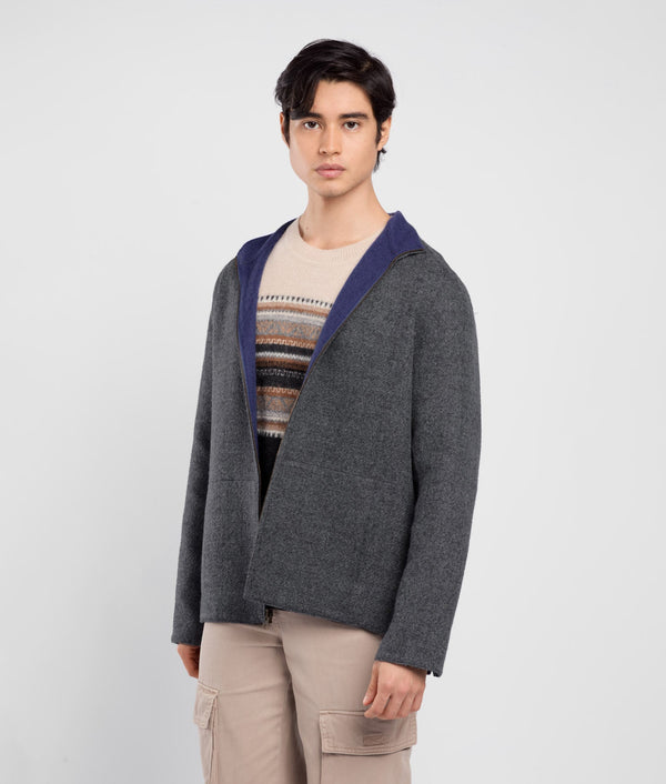 Zipped Front Reversible Jacket - december sky grey and skipper blue