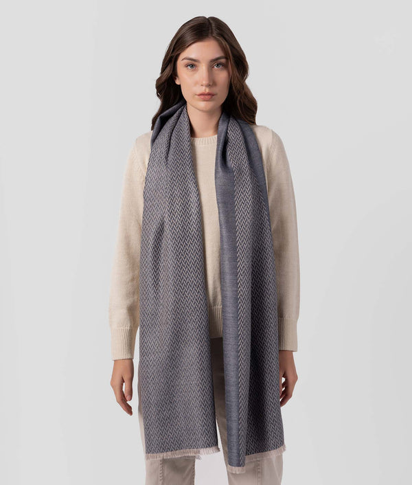 The Herd Double Face Scarf - Heather Gray And Light Gray