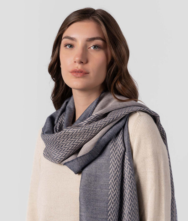 The Herd Double Face Scarf - Heather Gray And Light Gray