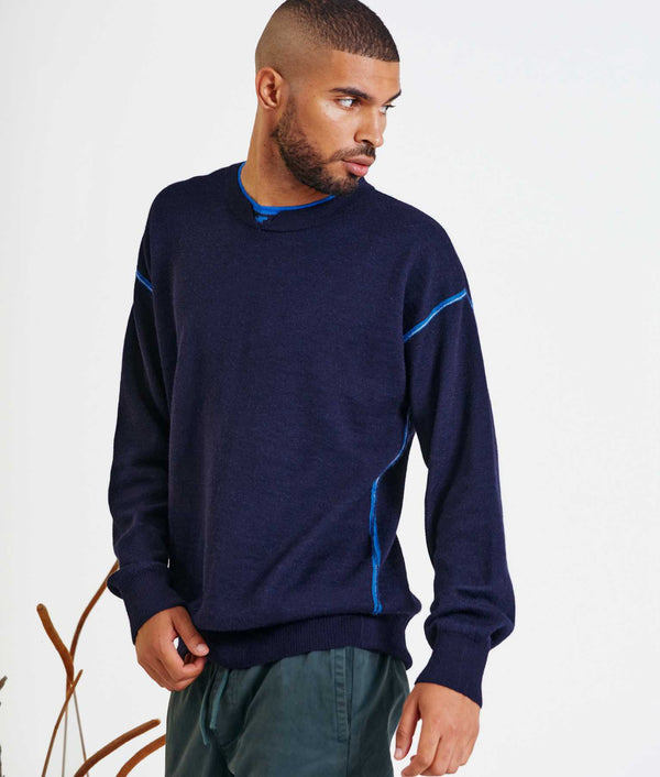 Reversible Eased Sweater - Eclipse And Princess Blue