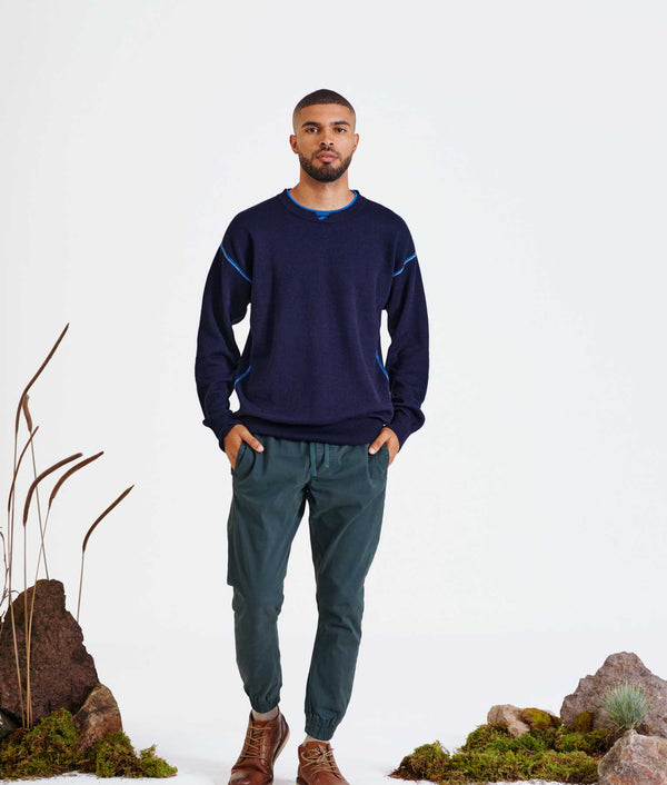 Reversible Eased Sweater - Eclipse And Princess Blue