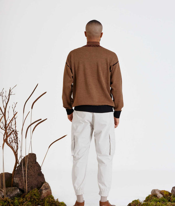 Reversible Eased Sweater - Gray Pinstripe And Eye Tiger