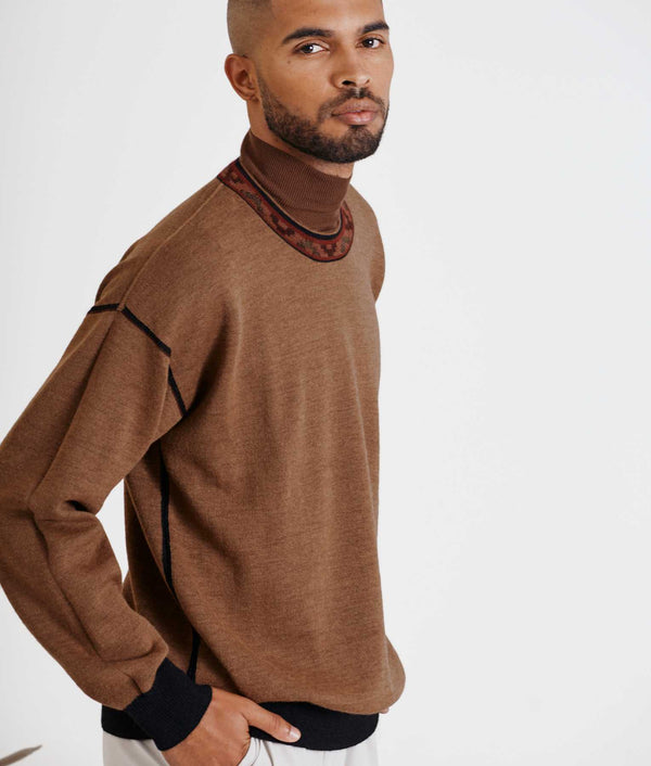 Reversible Eased Sweater - Gray Pinstripe And Eye Tiger