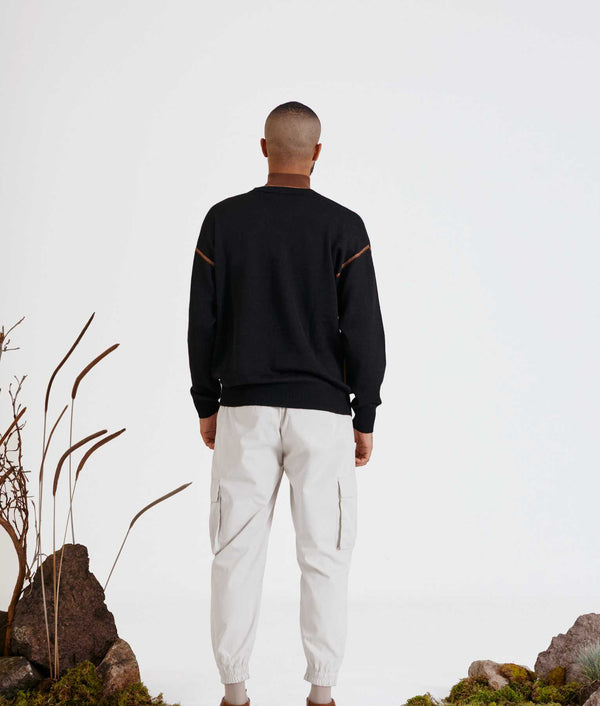 Reversible Eased Sweater - Gray Pinstripe And Eye Tiger