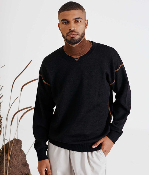 Reversible Eased Sweater - Gray Pinstripe And Eye Tiger