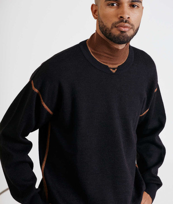 Reversible Eased Sweater - Gray Pinstripe And Eye Tiger