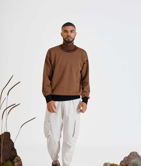 Reversible Eased Sweater - Gray Pinstripe And Eye Tiger
