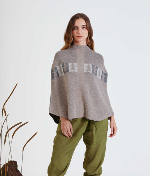 Juntos Poncho Reversible - Humus And Charcoal Gray
