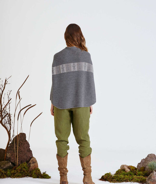 Juntos Poncho Reversible - Humus And Charcoal Gray