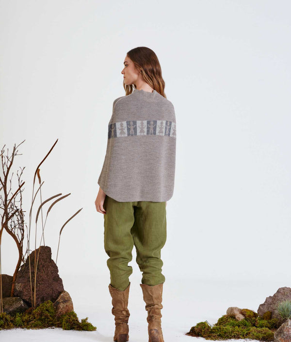 Juntos Poncho Reversible - Humus And Charcoal Gray
