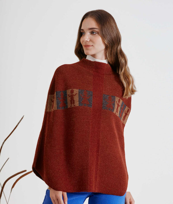 Juntos Poncho Reversible - Windsor Wine And Tan