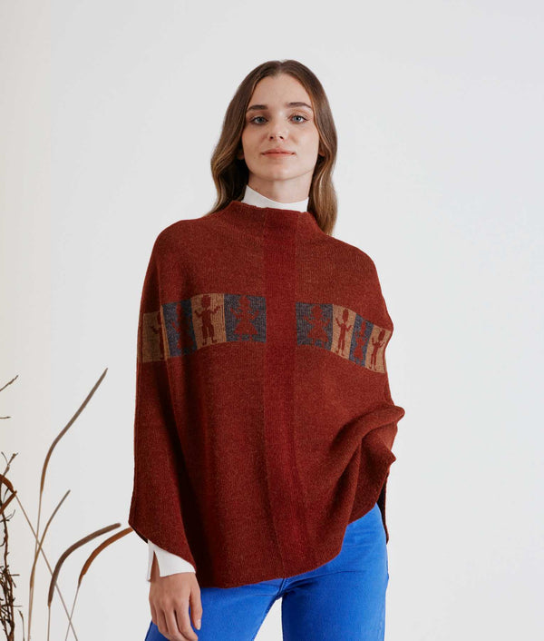 Juntos Poncho Reversible - Windsor Wine And Tan