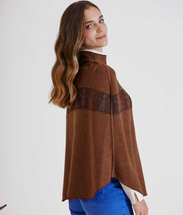 Juntos Poncho Reversible - Windsor Wine And Tan