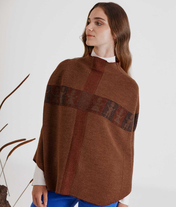 Juntos Poncho Reversible - Windsor Wine And Tan