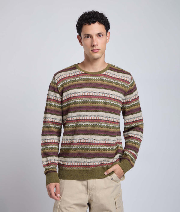 All Over Jacquard O Neck Pullover