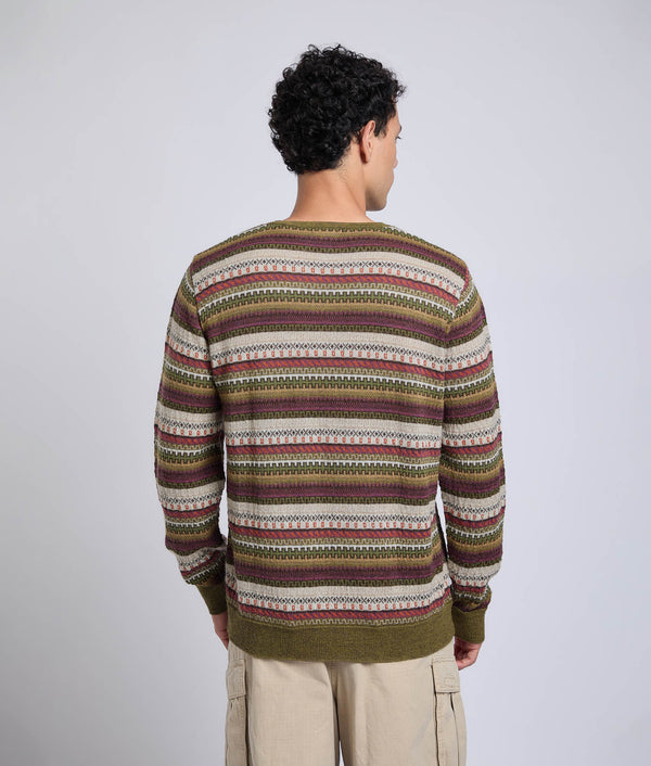 All Over Jacquard O Neck Pullover