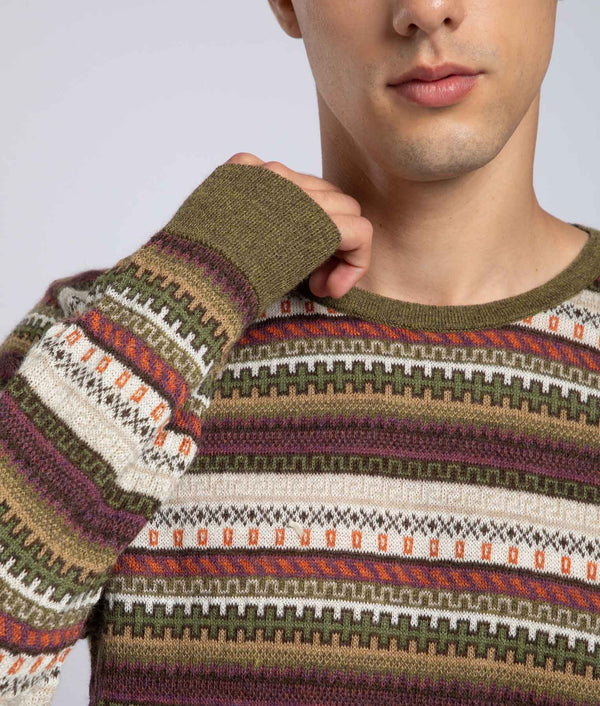 All Over Jacquard O Neck Pullover