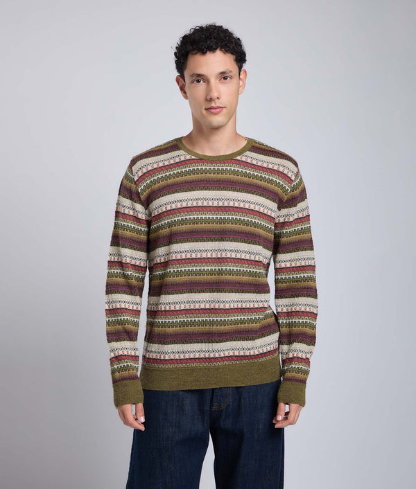 All Over Jacquard O Neck Pullover