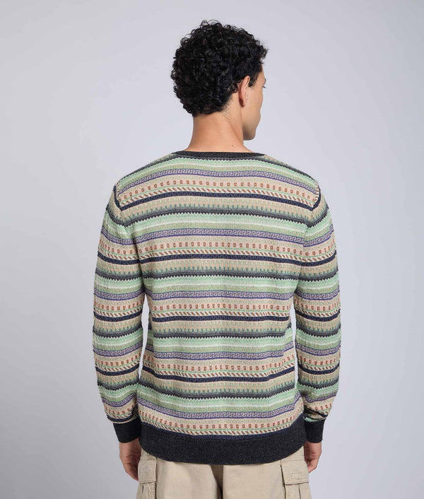 All Over Jacquard O Neck Pullover