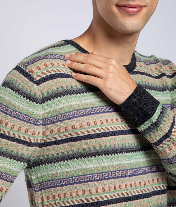 All Over Jacquard O Neck Pullover