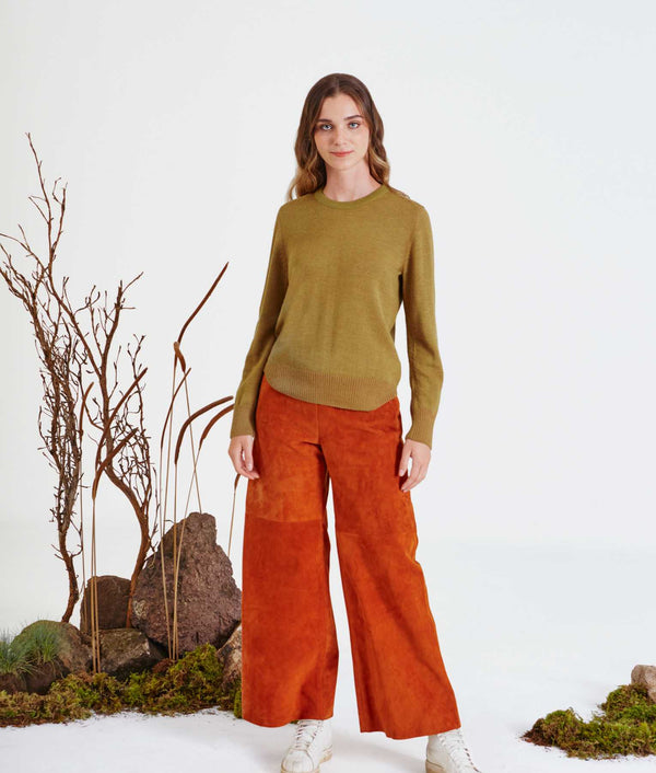 Reversible Year Round Sweater - Olivenite And Redwood