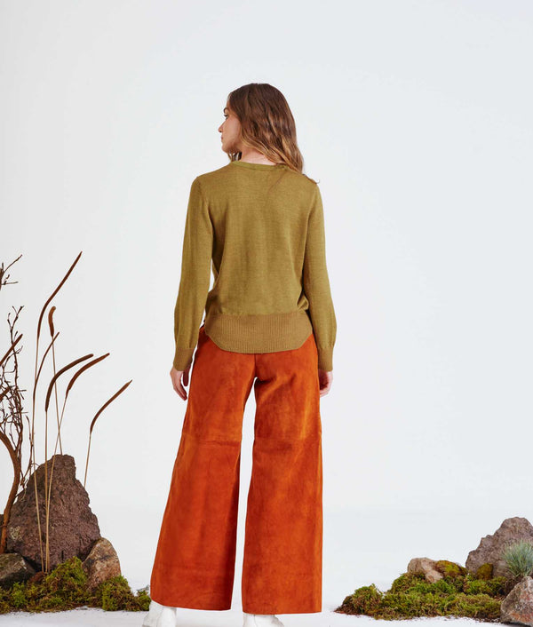 Reversible Year Round Sweater - Olivenite And Redwood