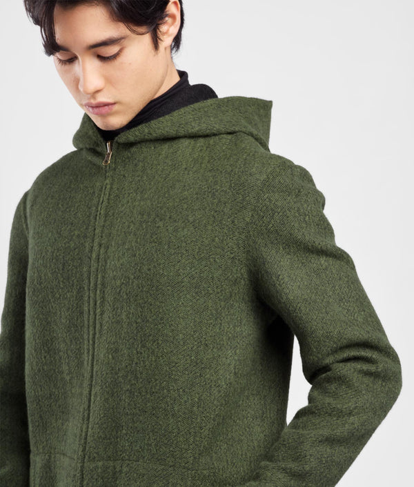 Hooded Reversible Jacket - olive branch and heather black