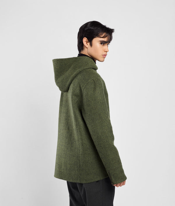 Hooded Reversible Jacket - olive branch and heather black