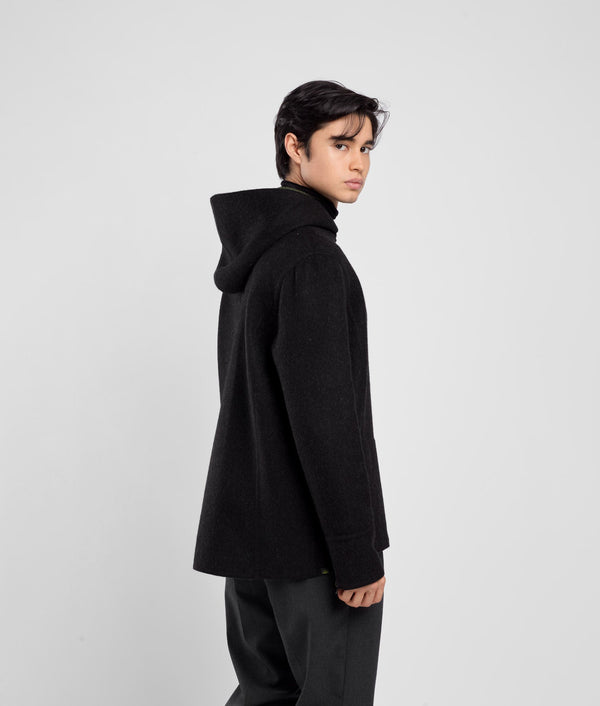 Hooded Reversible Jacket - olive branch and heather black