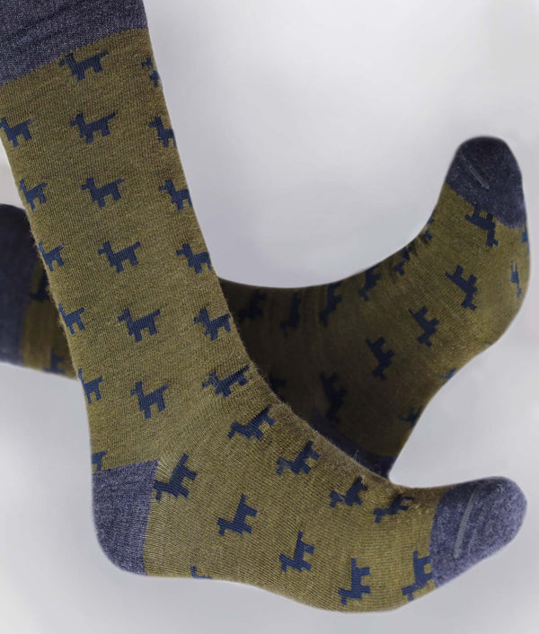 Men´s Socks Llamas Caminantes - Olive Green