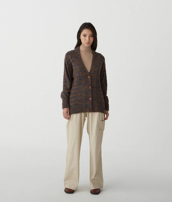 Jersey Cardigan - Mazarine Blue And Golden Oak