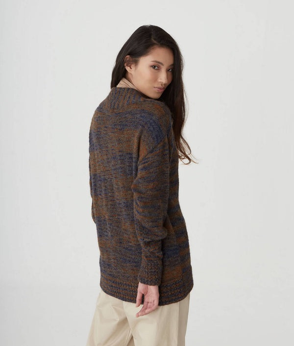 Jersey Cardigan - Mazarine Blue And Golden Oak
