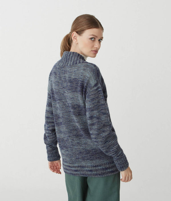 Jersey Cardigan - Mocha Bisque And Neon Navy