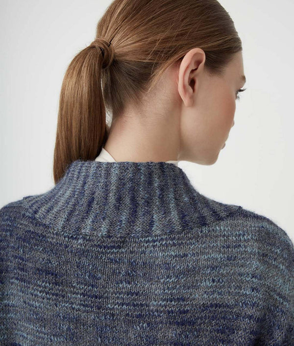 Jersey Cardigan - Mocha Bisque And Neon Navy
