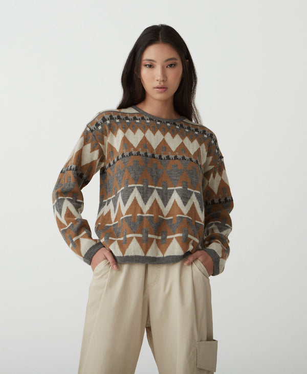 Seried Lined Jacquard Pullover