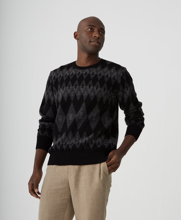 Geometric Patterns Sweater - Black Beauty And Magnet