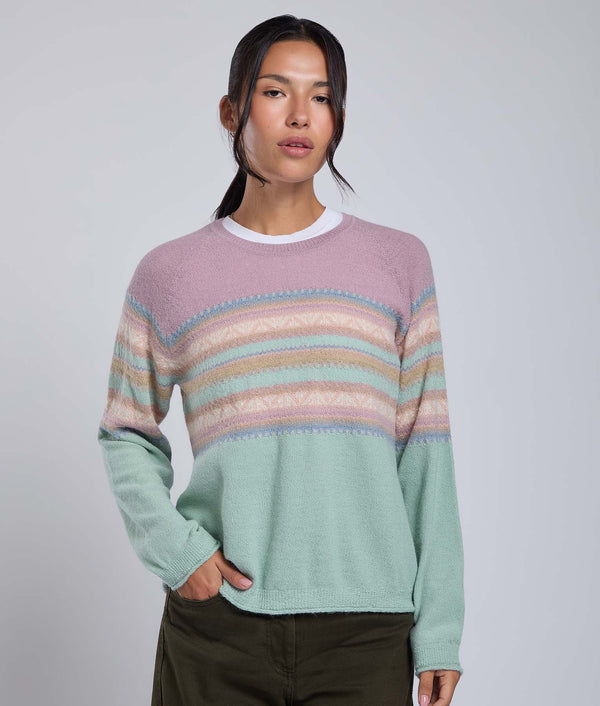 Her Yoke Jacquard O Neck Pullover