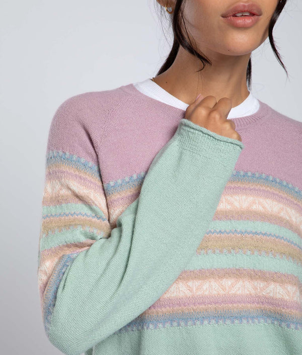 Her Yoke Jacquard O Neck Pullover