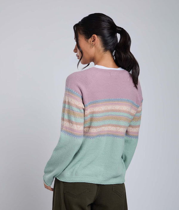 Her Yoke Jacquard O Neck Pullover
