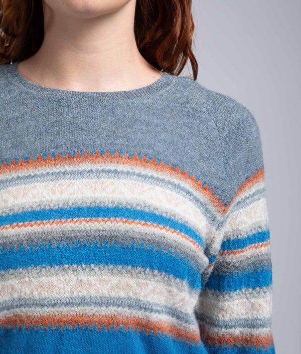 Her Yoke Jacquard O Neck Pullover