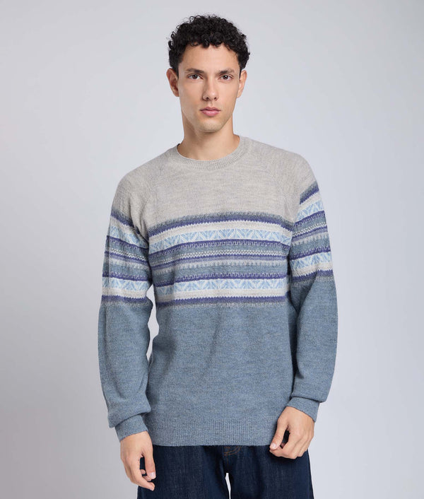 His Yoke Jacquard O Neck Pullover